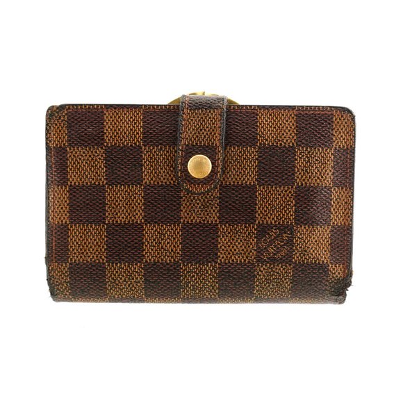 LOUIS VUITTON Damier Ebene Canvas and Leather French Kiss Compact Clutch Wallet - Picture 1 of 11